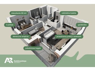 Mieszkanie małopolskie
Kraków
Prądnik Biały Na sprzedaż 1 032 536 PLN 67,93 m2 