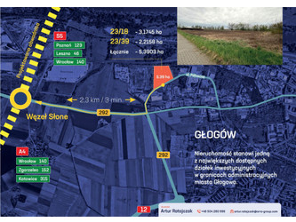 Działka dolnośląskie
głogowski
Głogów Na sprzedaż 12 900 000 PLN 53 900 m2 