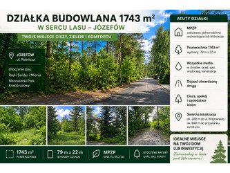 Działka mazowieckie
otwocki
Józefów Na sprzedaż 1 250 000 PLN 1743 m2 